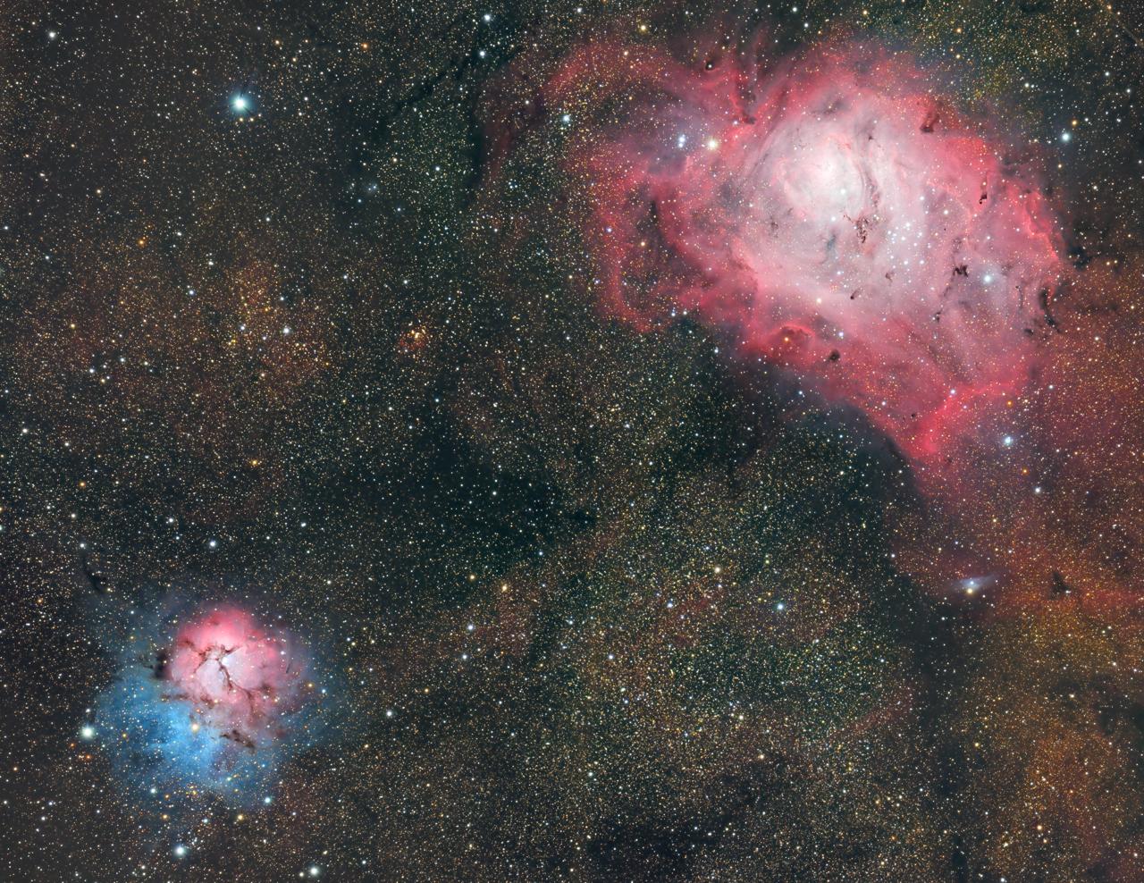 Nebulosa de La Laguna y de la Trífida en Sagitario